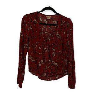 Mossimo & Co. | Long Sleeve Floral Wine Wrap Shirt | M